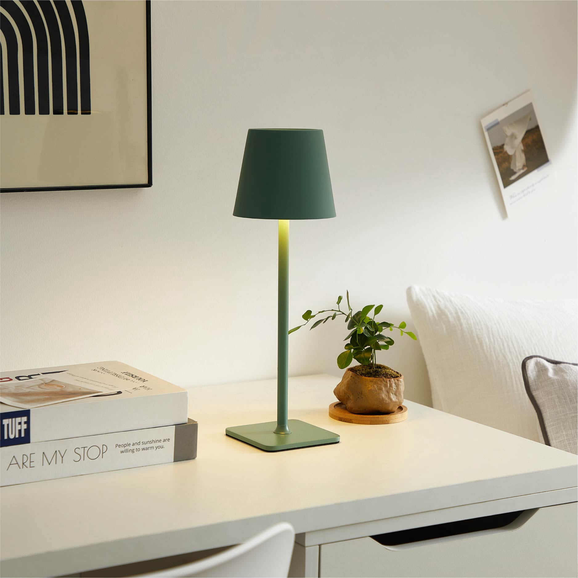 Mainstays Rechargeable 13" Table Lamp, Sage Green