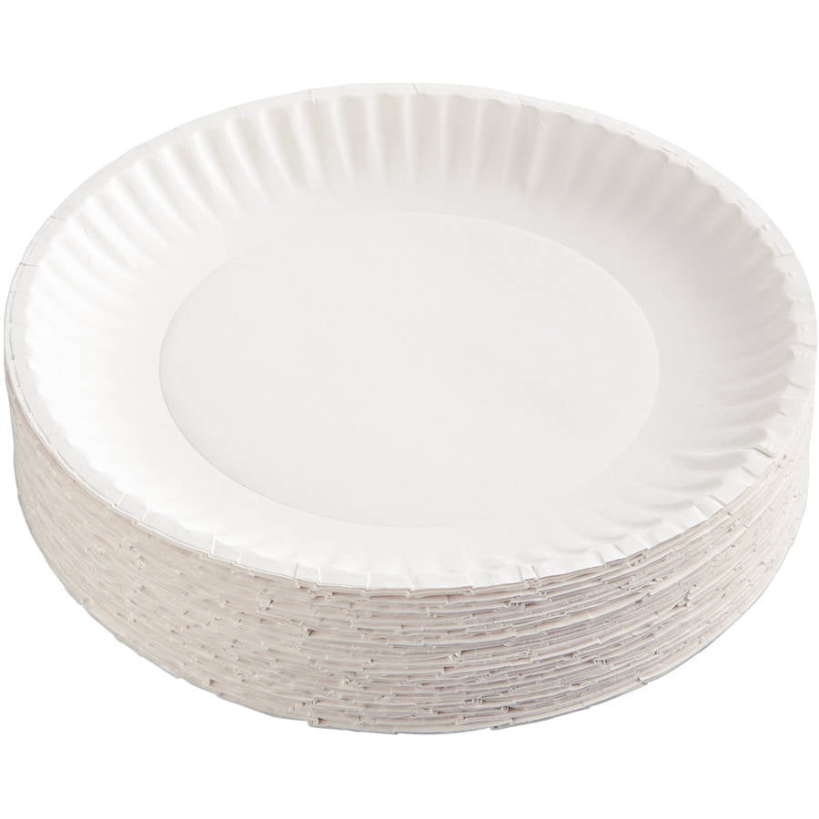 AJM Packaging Corporation Gold Label 9" Coated Paper Plates, White, 100