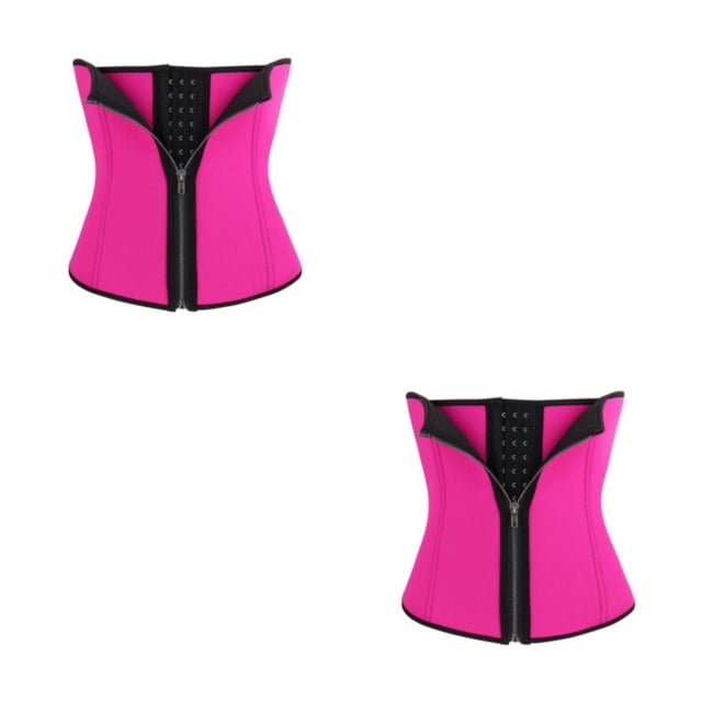 Qarigey Entrenador de cintura con cierre de cremallera para mujer, chaleco de realce de viaje, corsé de modelado con Control del vientre, Rojo SG 2Conjunto