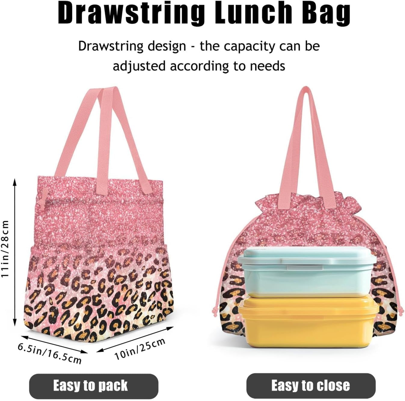 Lunch Bag for Women Insulated Womens Drawstring Lunch Bag for Work, Stain-Resistant Large Lunch Box for Women with Containers, Cinch Closure Cromwell Bag Black Man Reusable Lunch Bag Office