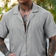 thumbnail image 3 of Men's 2 Pieces Outfits Summer Beach Set See Through Sheer Short Sleeve Shirts and Shorts Sets, 3 of 5