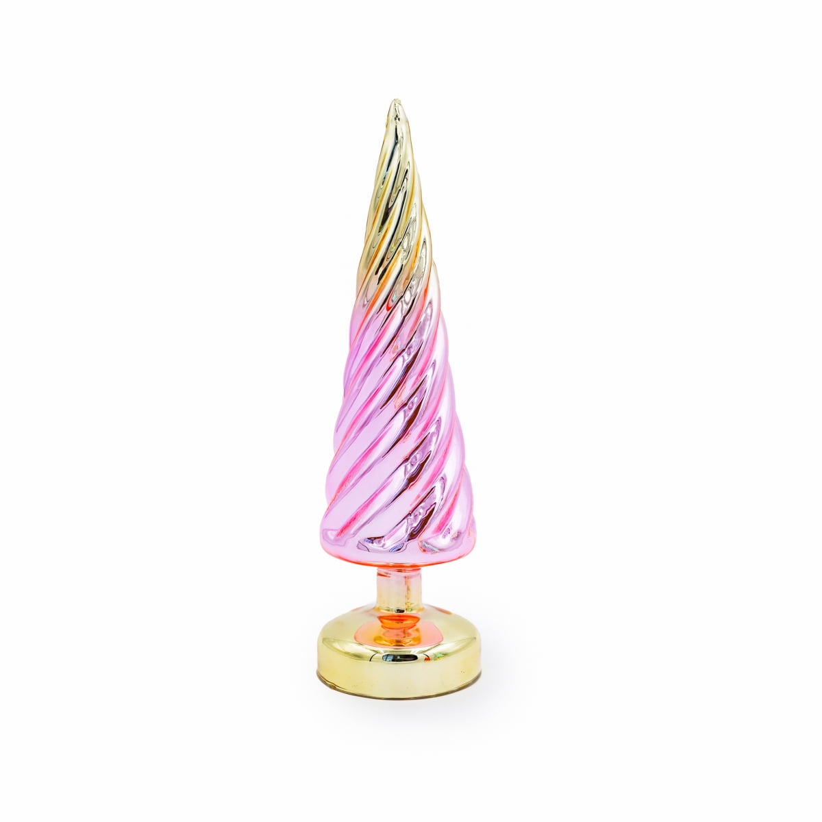 Packed Party Gold and Pink Glass Tabletop Christmas Tree, 11.8inch