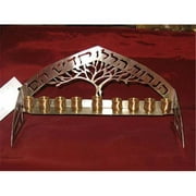 Judaica YLK-OTM1 10'' x 5'' Olive Tree Metal Menorah - Sliver