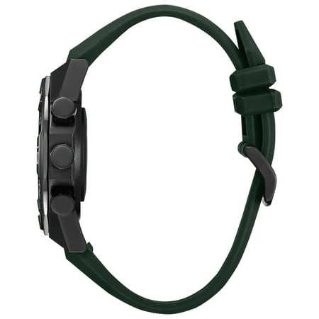 Citizen - CZ Smart 44mm Black IP Stainless Steel Case Hybrid Heart Rate Smartwatch with Silicone Strap - Green