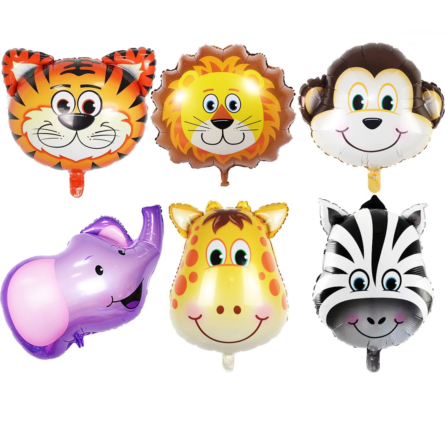 Jungle Safari Animals Balloons 6pcs 22 Inch Giant Zoo Animal Balloons Kit For Jungle Safari Animals Theme Birthday Party Decorations Walmart Com Walmart Com