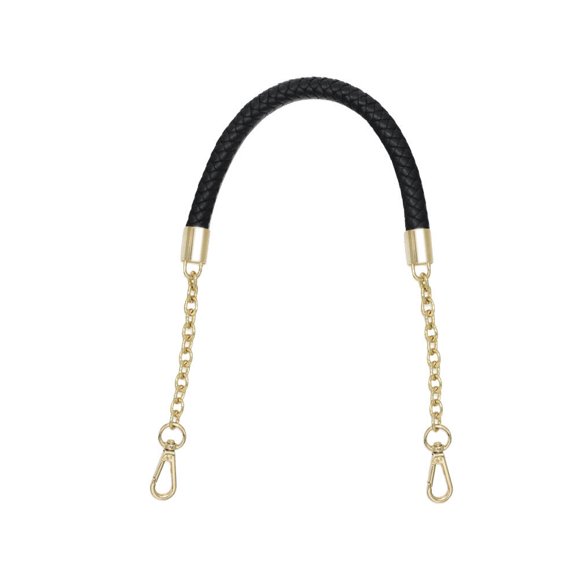 Thicken PU cuero asas de bolso correa de cadena de metal hebilla de repuesto correa de banda para mujer bolso de señora DIY (negro)