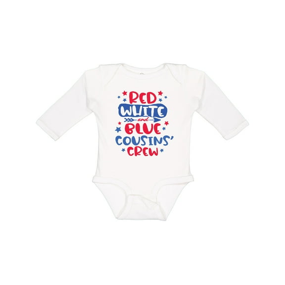 Inktastic Cousins Crew Red White and Blue 4th of July Boys or Girls Long Sleeve Baby Bodysuit