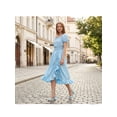 thumbnail image 6 of BLISSFUL STEP Strappy Open Toe Lace Up Chunky Heel Sandals for Women Sky Blue (Size 6), 6 of 7