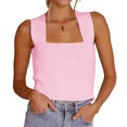 thumbnail image 3 of Summer Sleeveless Square Neck Solid Color Slim Fit Tank Tops, 3 of 5