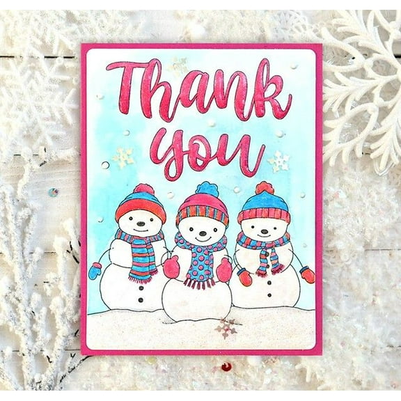 Thank You Card with Adorable Snowmen – Festive Greeting for Winter, Holidays, or Any Occasion – Blank Inside – Matching Envelope Included