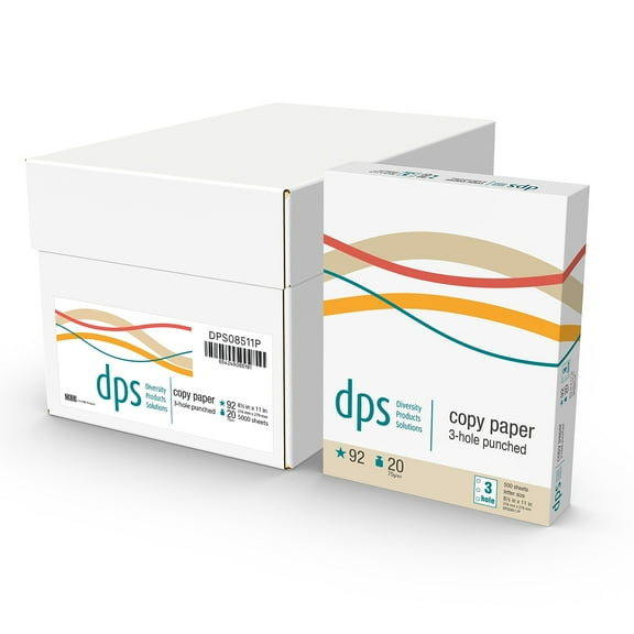 DPS by Staples Virgin 3 Hole Punch Paper LETTER-Size 20 lb. 8 1/2"H x 11"W 500/RM DPS08511P
