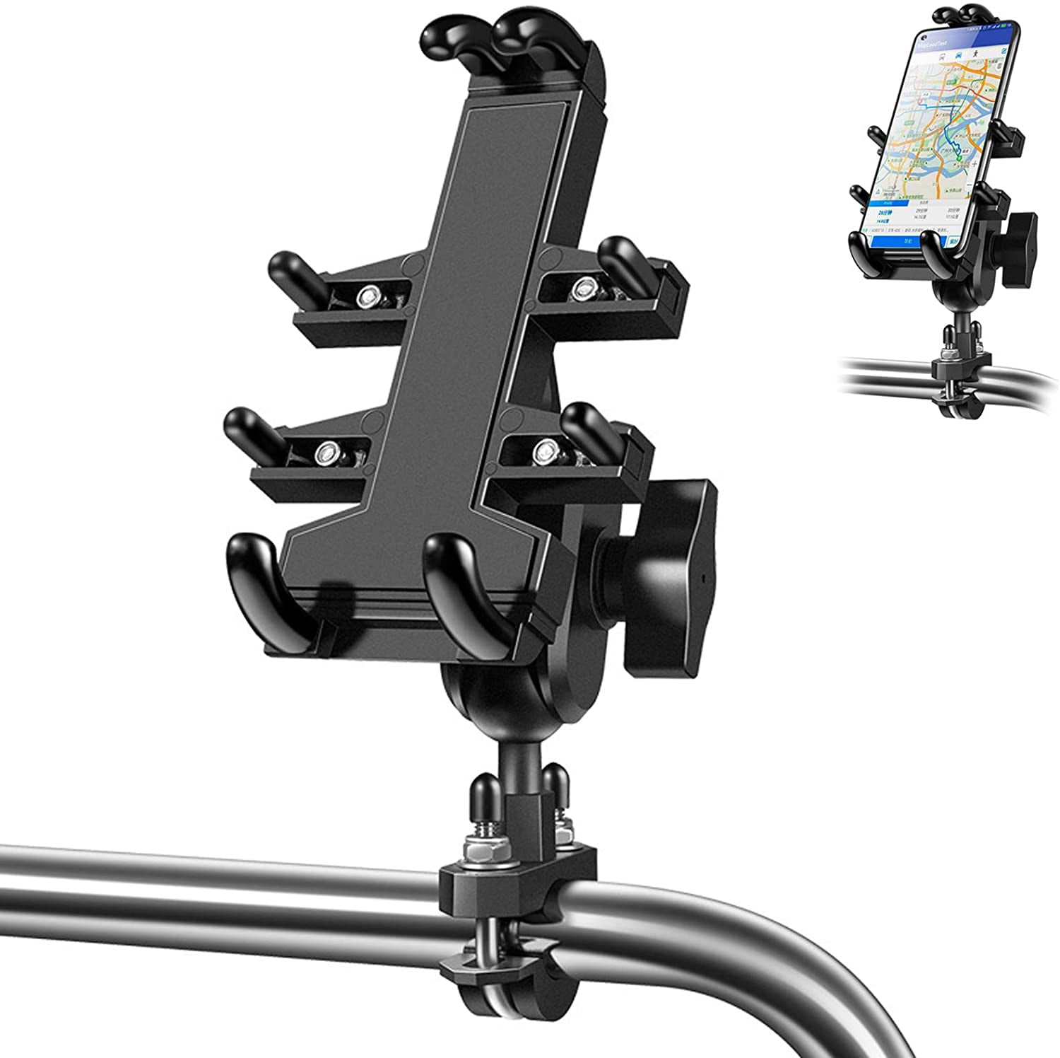 Motorcycle Phone Mount Aluminum Bike Phone Holder UBolt Base Handlebar