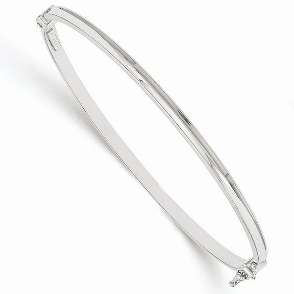 14K White Gold bracelet Bangle 3 mm Polished Hinged