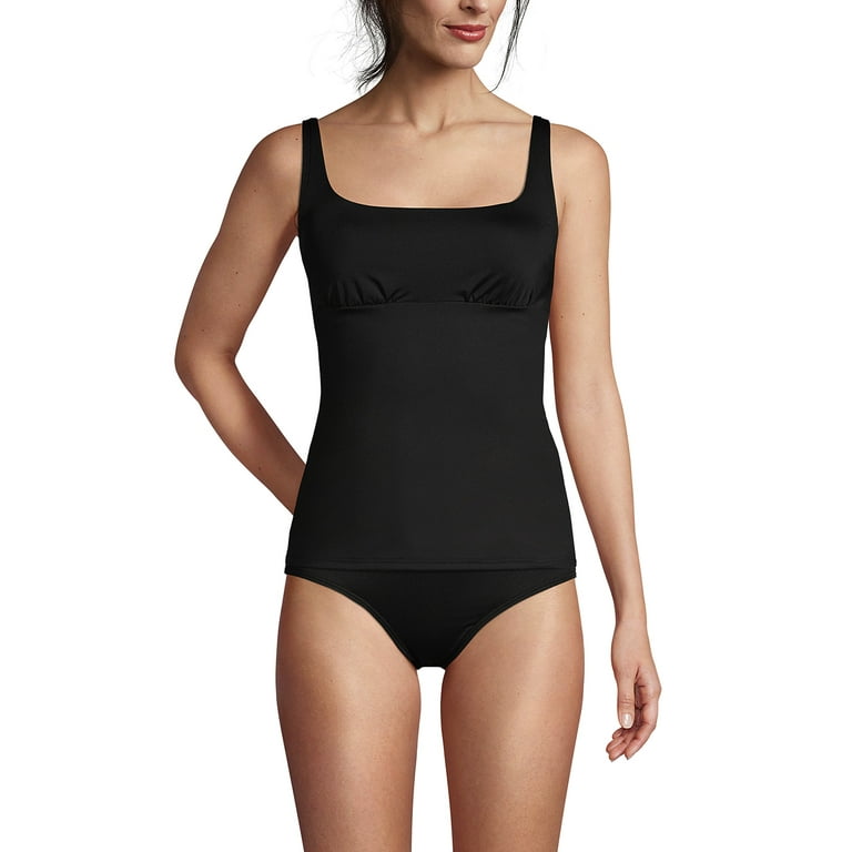 Lands' End Women's Chlorine Resistant Tummy Control Square Neck Underwire  Tankini Swimsuit Top Adjustable Strap