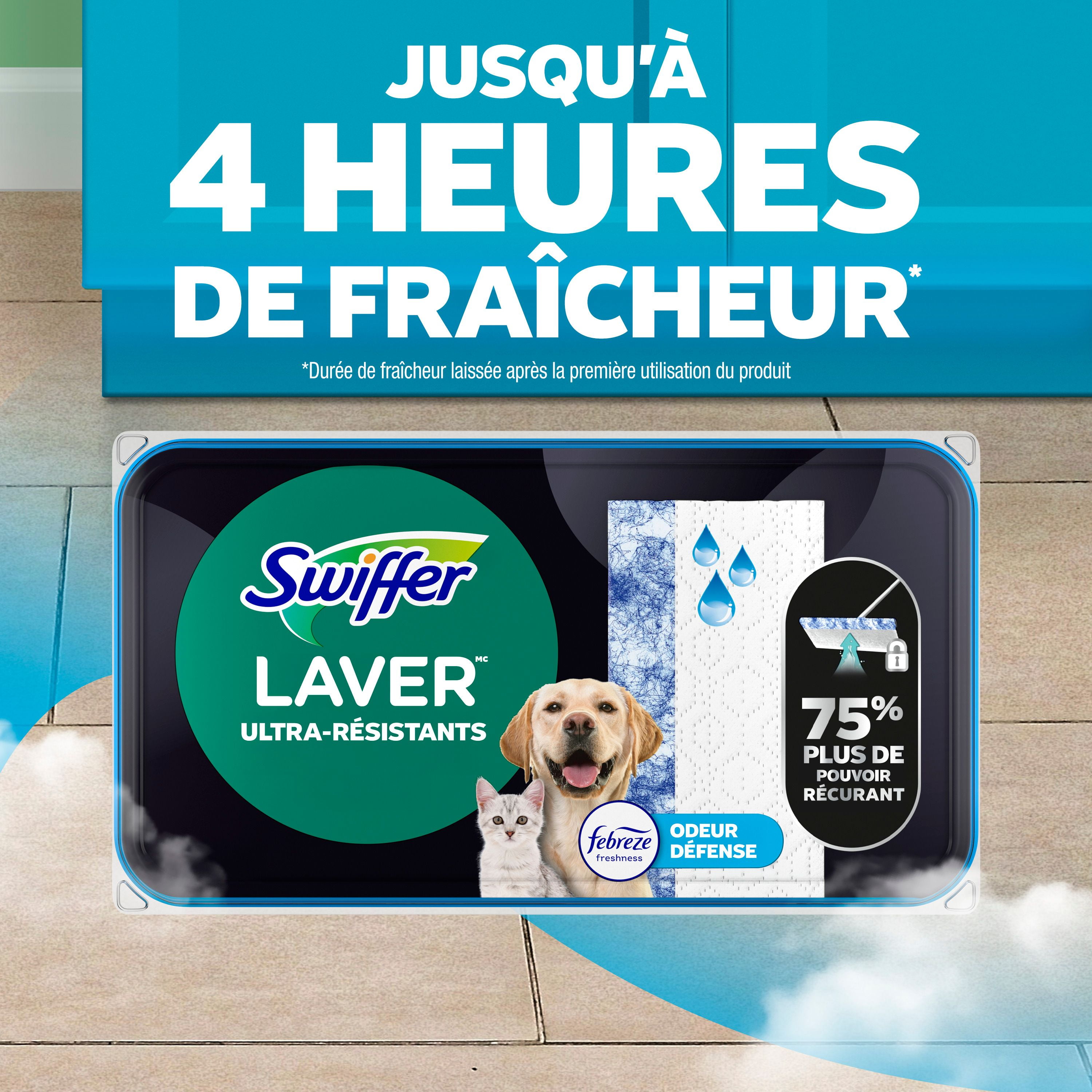 Swiffer Sweeper Pet Heavy Duty Wet Multi-Surface Cloth Refills for Floor Mopping and Cleaning, Fresh Scent, 20CT