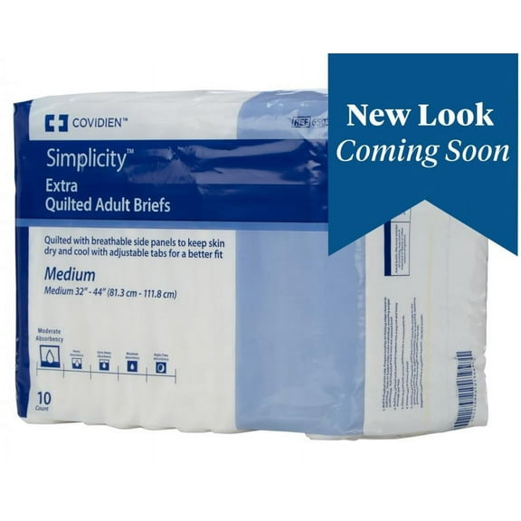Simplicity Extra Quilted Briefs, Unisex, Moderate Absorbency, Medium, 100 Count
