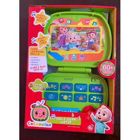 CoComelon Sing and Learn Laptop Toy for Kids, Lights, Sounds, and Music Encourages Letter, Number, Shape, and Animal Recognition, Officially Licensed Kids Toys for Ages 18 Month, Gifts and Presents