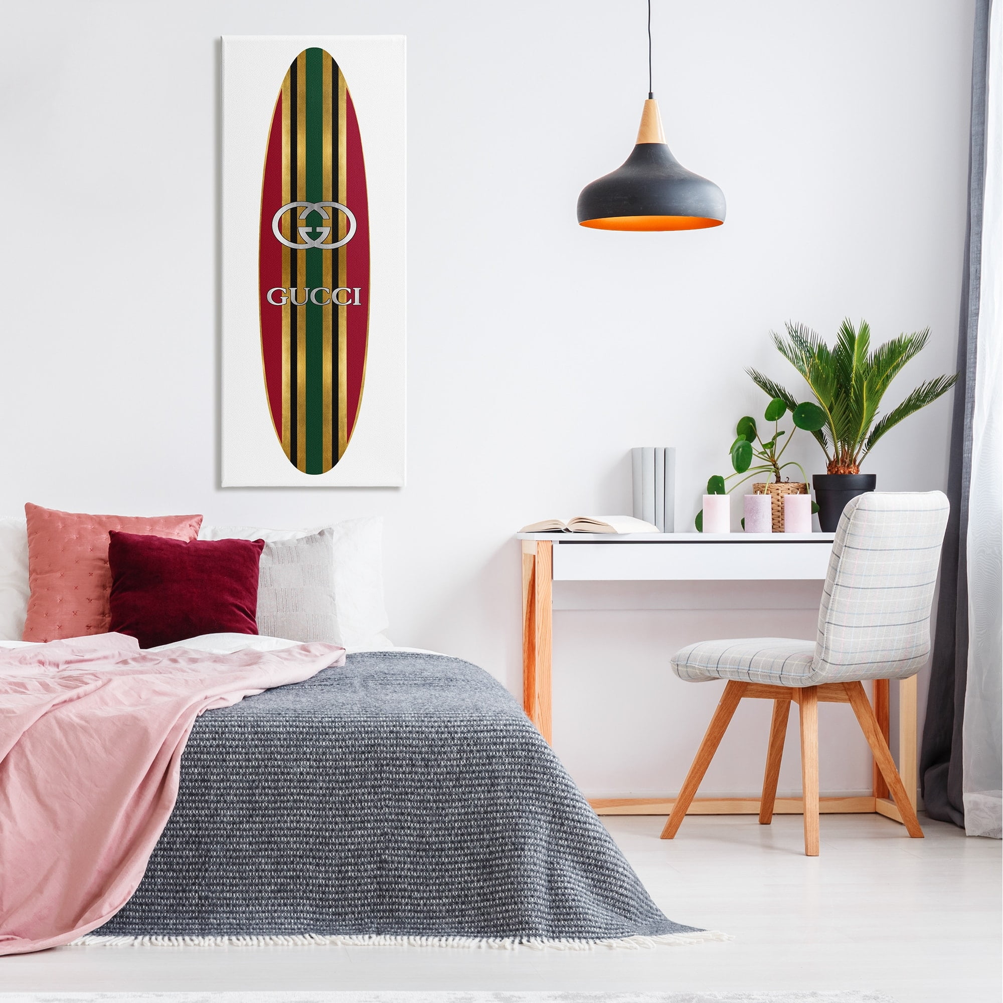Red Green Designer Logo Surfboard Fashion Motif Beauty & Fashion Graphic Art Gallery-Wrapped Canvas Print Wall Art
