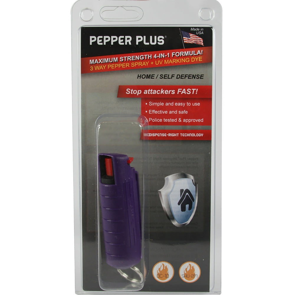 Pepper Plus Pepper Spray with Hard Case Key Ring Belt Clip Purple