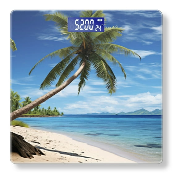 High Precision Body Weight Scale Smart Bathroom Scales with Large LCD Display(400lbs),Decorative for Bedroom-Beautiful Tropical Beach With Palm Trees And Clear Blue Water