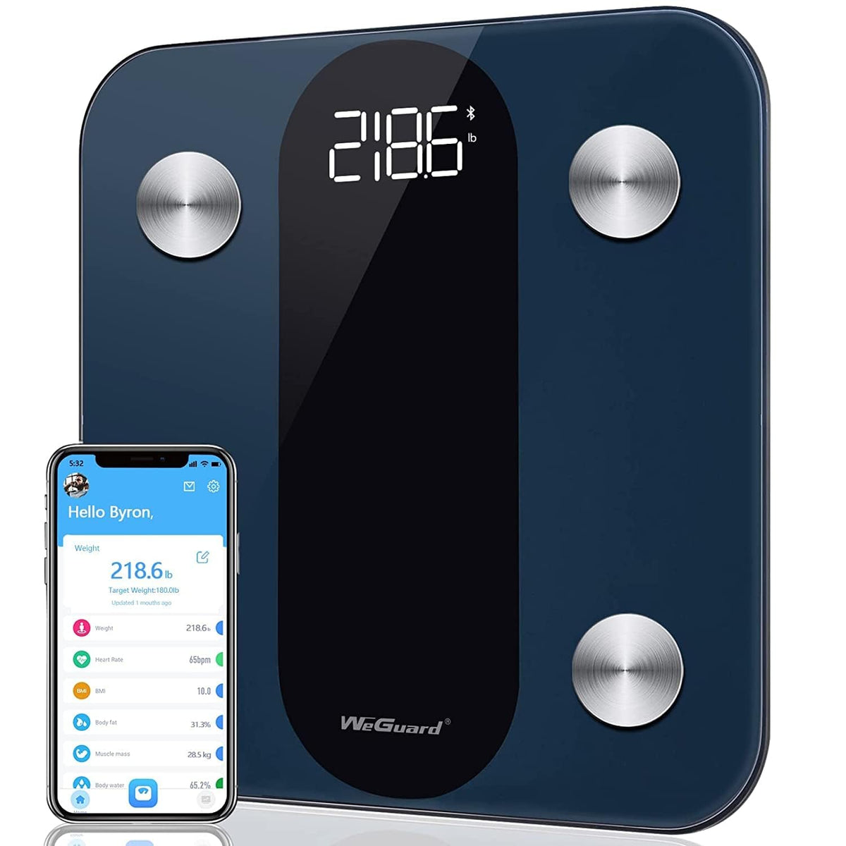 Smart Digital Bathroom Scale with Heart Rate Tracking, Body Fat, High