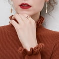 thumbnail image 4 of TRUBKH Women's Sweaters Scallop Neck Sweater Long Sleeve Going Out Tops Drop Shoulder Sweaters Business Casual Outfits for Women Fall Sweaters Fall Tops for Women Brown L, 4 of 8