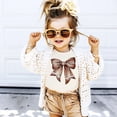 thumbnail image 3 of Football Bow Shirt for Girls and Toddlers Cute Girly Tee for Football Season Natural Shirt 5-6, 3 of 4