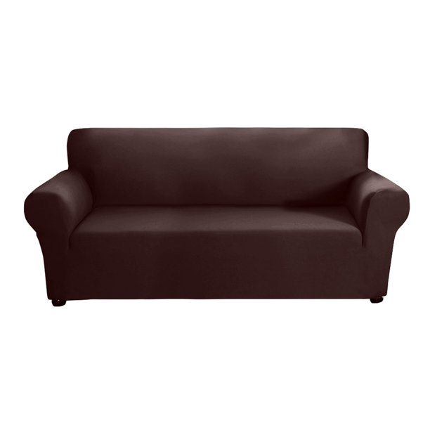 Sofá elástico Funda de seda Leche Antideslizante Sofá suave Sofá Funda de 3 plazas Lavable para sala Abanopi Café