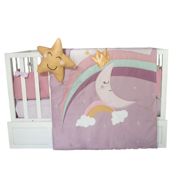 Juego de Cuna 4 Piezas Princesa Luna Lila Algodón 95 x 140 cms
