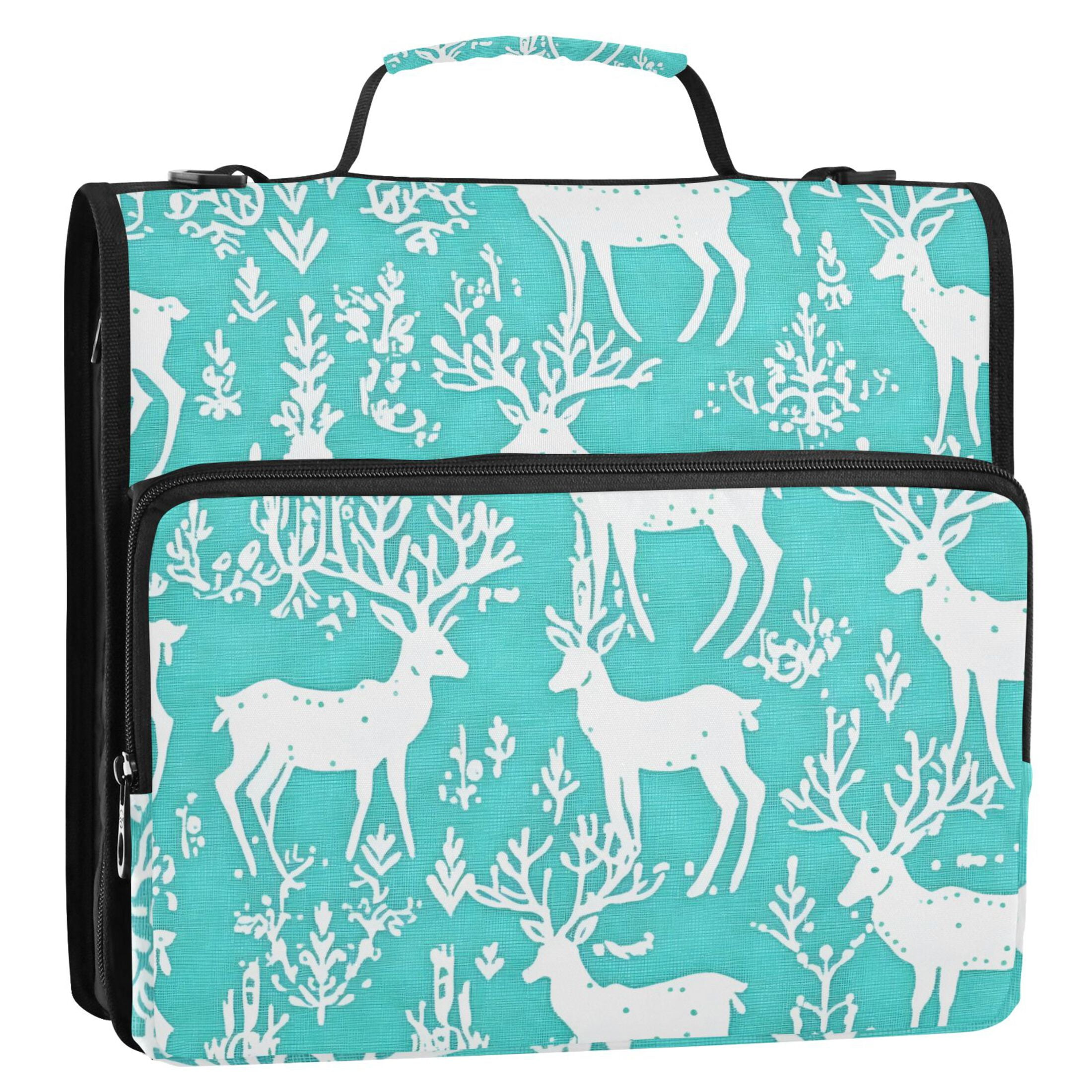 ALAZA Zipper Binder Deers on Blue 3 Ring Trapper Keeper File Folder Organizer Bag