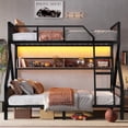 thumbnail image 6 of Bellemave Twin Over Full Bunk Bed with Storage Shelves, Heavy-Duty Bunk Beds with LED Lights, Space-Saving Metal+Wood Bunk Bed Twin Over Full, Noise-Free Design（Black), 6 of 8