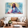 thumbnail image 2 of Elephant Stock Black Jesus I Wall Art - Horizontal Multi Panel Canvas - Living Room Wall Decor - Religion And Spirituality Multi Panel - Blue And Pink Decor - 65" x 42", 2 of 8