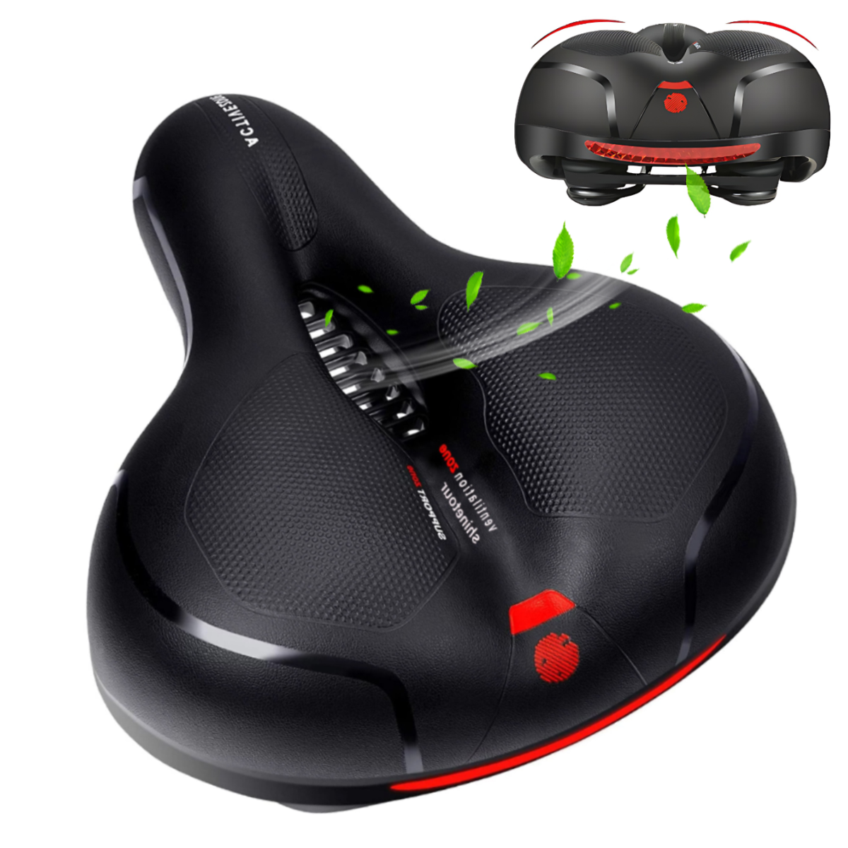iFCOW Bike Saddle,Comfortable Seat Cushion for Men Women with Dual Shock Absorbing Ball Memory Foam Waterproof Wide Bicycle Saddle Fit for City Mountain Bike MTB