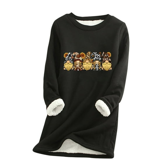 Dyegold Women'S Fleece Tops Warm Thermal Undershirt Teen Girls Graphic Casual Thanksgiving Pullover Long Sleeve Holiday Savings Sweatshirt Ladies Fluffy Loungewear Loose Thick Sherpa Lined Shirts