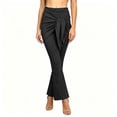 thumbnail image 4 of Lmueinov Bell Bottom Pants for Women Elastic Waist Tie Front Flare Pants Solid Color Slim Fit Trousers Fashion Casual Wrap Waist Pants for Vacation Everyday Wear, 4 of 7