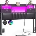 thumbnail image 7 of Aheaplus Twin Headboard with Drawer Storage and RGB LED Light, Twin Size Upholstered Headboard with Charging Station and Bookcase, for Bedroom/Dorm Room/Guest Room, Black, 7 of 7