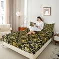 thumbnail image 4 of jejeloiu Ancient Damask Twin Sheet Set (3-Piece) Gold Black Victorian Baroque Decor For Kids, 4 of 7