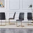 thumbnail image 3 of JERFIT Modern Upholstered Dining Chairs Set of 4, Gray PU Leather Side Chairs with Gold Metal Legs for Kitchen, Dining Room, Office, 3 of 9