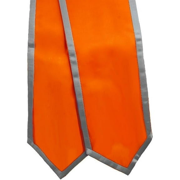 Honors Graduation Academic Stoles/Sashes with Classic End and Trim (Orange w/Silver Trim) - Ages 6-40