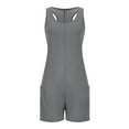 thumbnail image 6 of lcziwo Short Rompers for Women Sleeveless Athletic Summer Romper Overalls Solid Color Casual Dressy One Piece Jumpsuit with Pockets Dark Gray XXL, 6 of 9