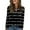 Black, variant on Women's Casual Round Neck Pullover Long Sleeve T-Shirt Top with Stylish Striped Print Pattern, Trendy and Soft Basic Tee for Casual Outfits and Lounge Wear,Black,L