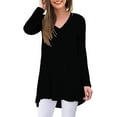thumbnail image 3 of Mint Plus Pink - Women's Long Sleeve V-Neck Tunic Tops - Fit Flare & Pull Over Design - 6 Sizes - Floral & Medallion Print - Loose Fit - Casual Tunics with Unique Neck Style, 3 of 5