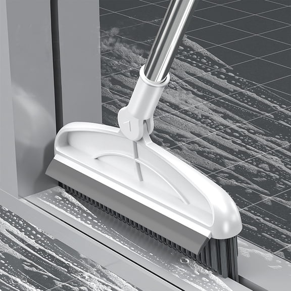 Tyidzon 48.8 Inch Floor Scrub Brush with Long Handle, 2 in 1 Scrape Brush Stiff Bristle Floor Scrubber for Cleaning Shower Bathroom Garage Kitchen Wall Deck Tub Tile
