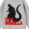 thumbnail image 5 of Godzilla Classic Character Silhouette with Kanji Text Youth Heather Grey Crew Neck Sweatshirt-XL, 5 of 5