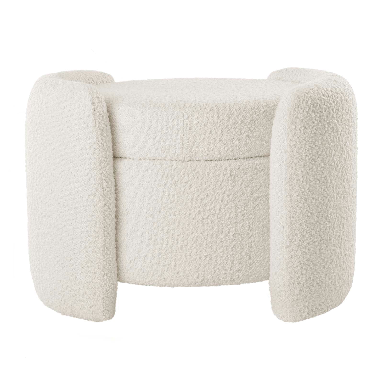 Modway Nebula Modern Boucle Fabric Upholstered Ottoman in Ivory