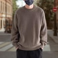 thumbnail image 2 of Yuanlong Mens Sweaters Oversized Cable Knitted Sweater For Round Neck Long Sleeve Pullover Tops Winter Layer Warm Clothes, 2 of 9