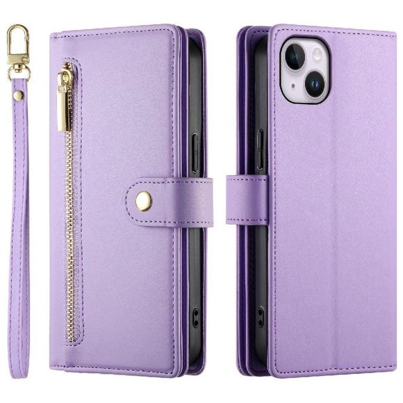 GANGXUN flip leather case for iPhone 14 Plus- Long and short straps,wallet design