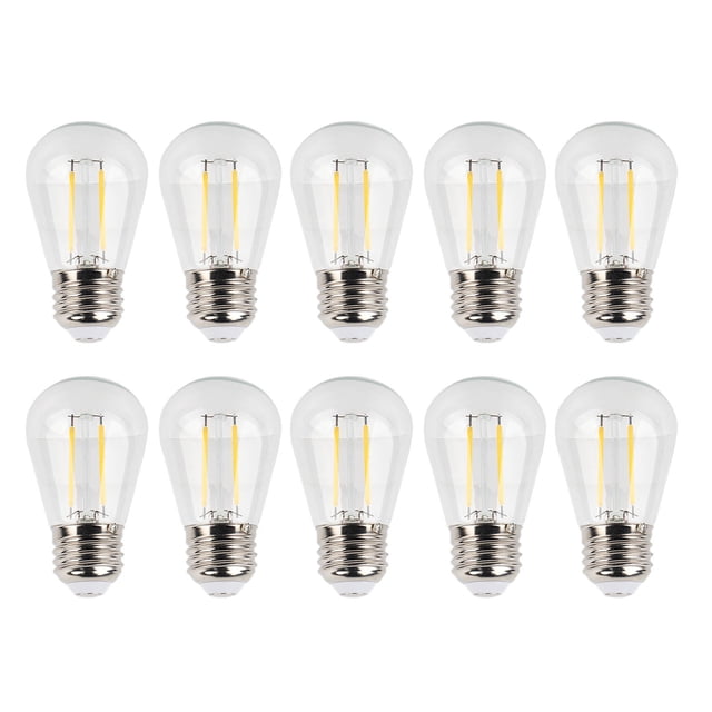 10 bombillas vintage S14 E27 de 180 lm, filamento LED de cristal transparente, 2 W, luz cálida.
