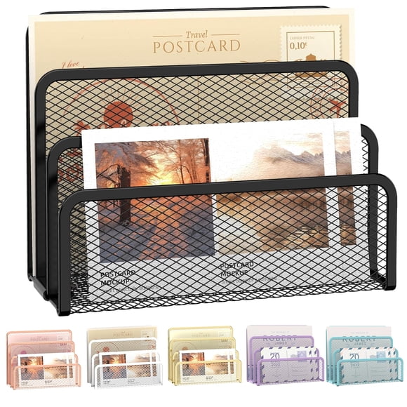 Organizador de correo SUPEASY Mesh Metal con 3 ranuras, encimera negra