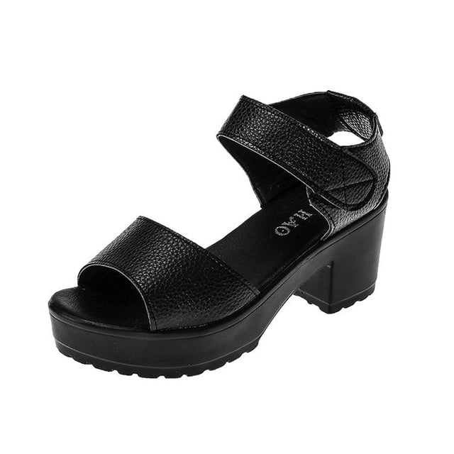 Sandalias de verano para mujer, zapatos de plataforma impermeables con tacón grueso, sandalias con Velcro de Boca de pescado para mujer